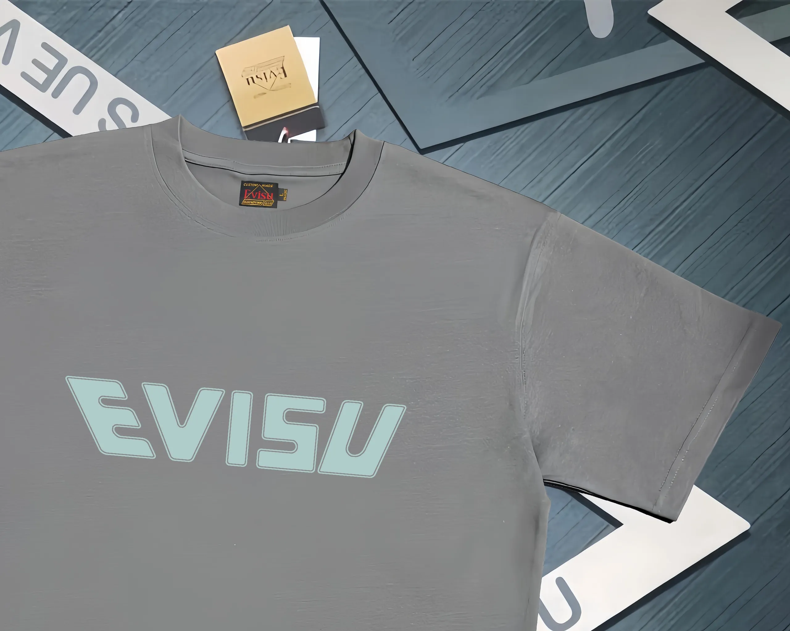 Evisu 2025New Arrival T ⚠ Quality⚠ Same Style T 。 ，Black S-XXL，White S-XXL，Gray M-XXL，Red S-XXL， Red M-XXL